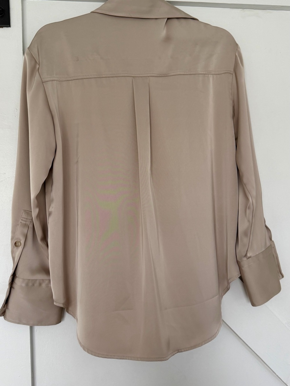 Zara Taupe Button-Down Satin-Look Shirt